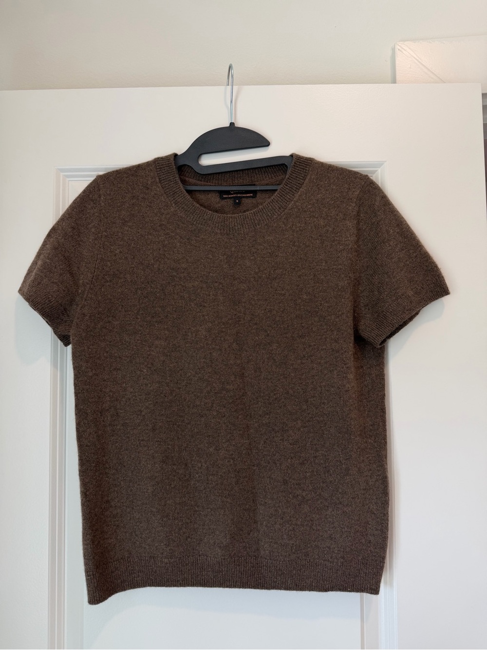 Quince Short-Sleeve Crewneck Sweater in Brown